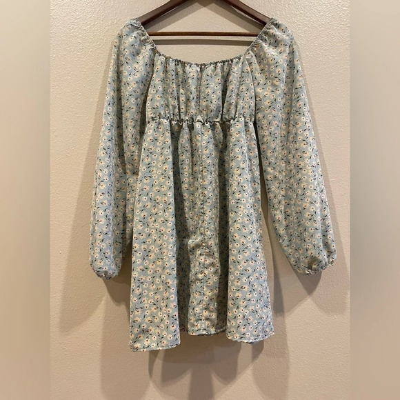 LiIy Rose Mint Green Long Sleeve Ditsy Floral Dress Size Juniors Large - Picture 9 of 10
